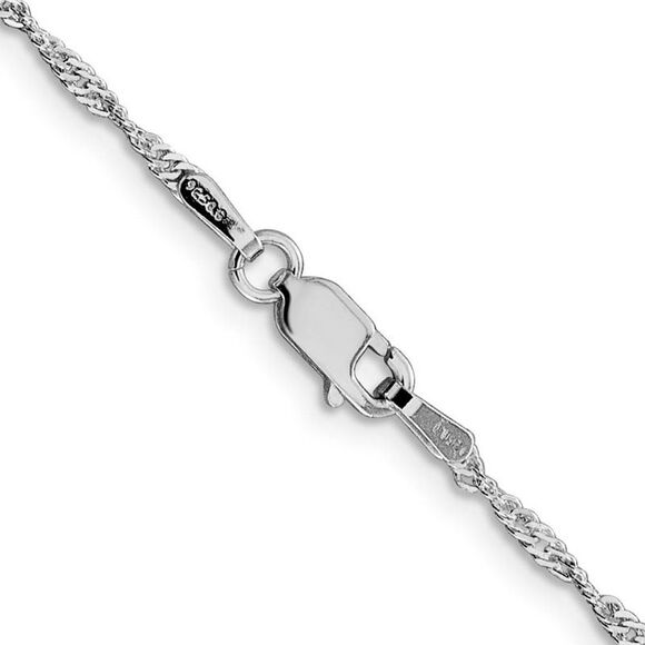 1.75mm Rhodium Plated Sterling Silver Singapore Chain Necklace, 18 In - Picture 2 of 5